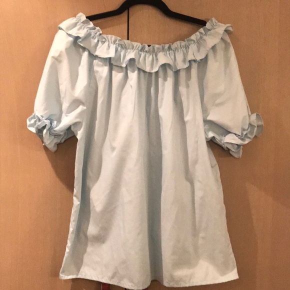 Vintage Off-the-shoulder Light Blue Top - Picture 3 of 5